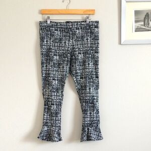 Hot Kiss Black and White Ruffle Hem with Stretchy Fit Women's Pants. Size/M